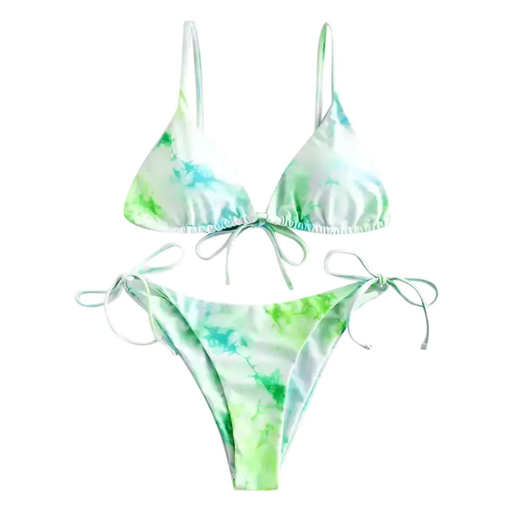 Women Push Up Gradient Print Two Pieces Bikini Set Swimwear Tie-dye Printing Split Swimsuit Cover Beachwear Hot Selling | Женская одежда