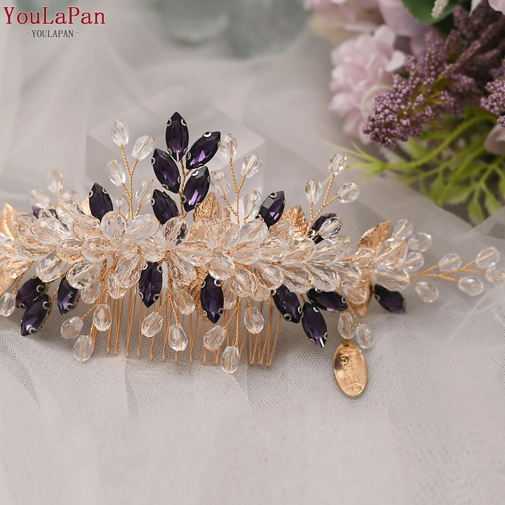 

YouLaPan Wedding Hair Combs for Women Golden Crystal Wedding Hairpiece Bridal Hair Clip Hair Jewelry Wedding Tiara HP317-G