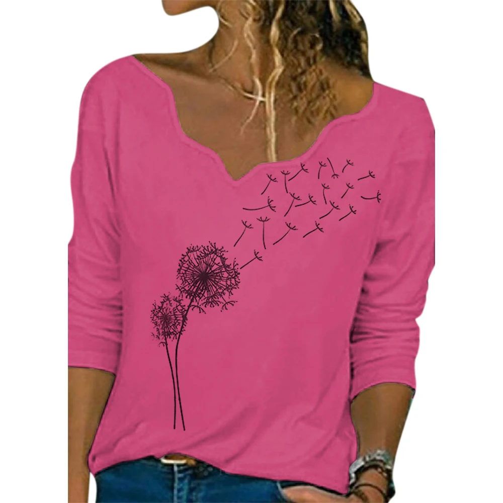 Женская одежда с цветочным принтом повседневный Свободный Топ осенняя женская