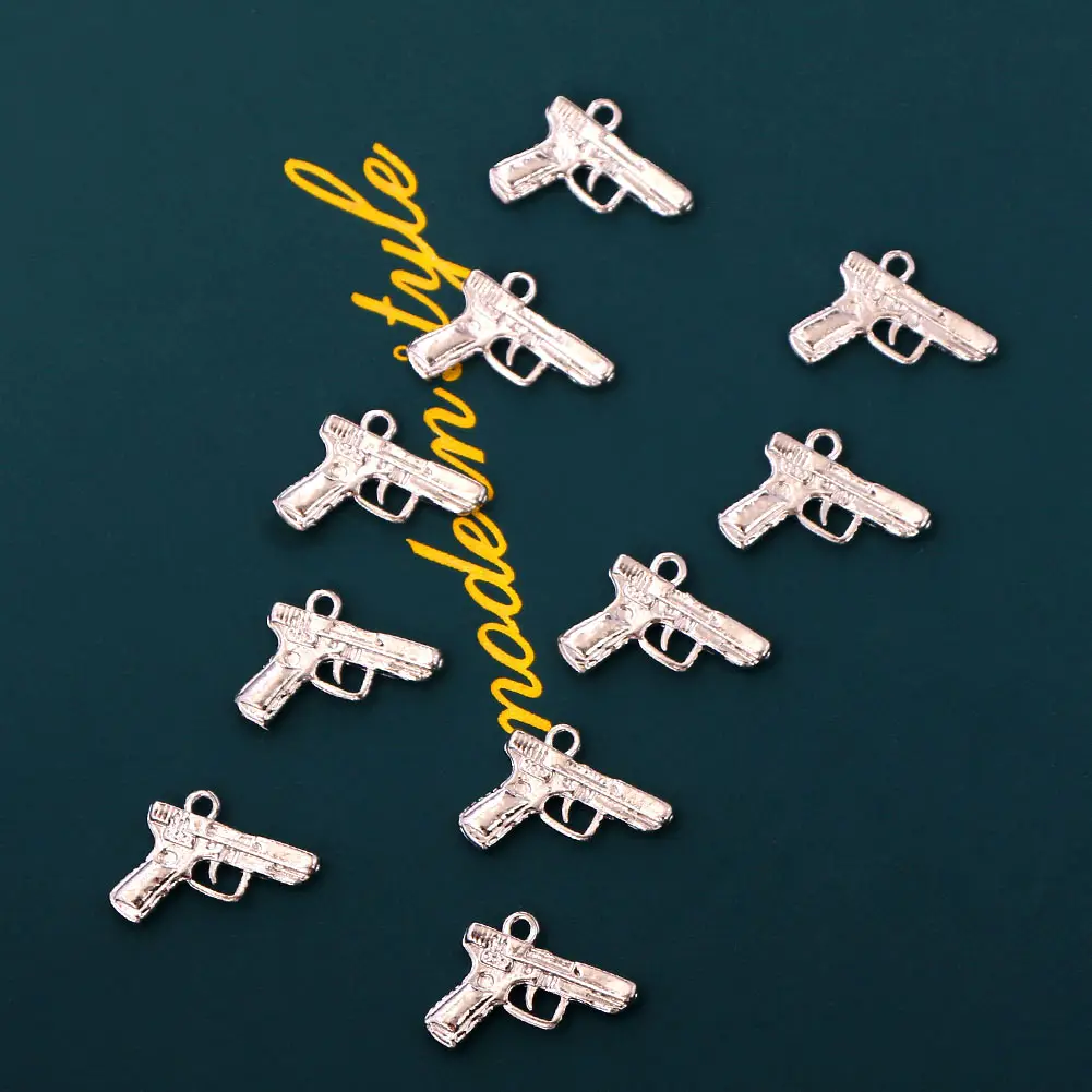 

10Pcs Pistol Gun Charms Metal Punk Pendant Accessories Jewelry Making DIY Handmade For Bracelet Earring Necklace Crafts Supplies