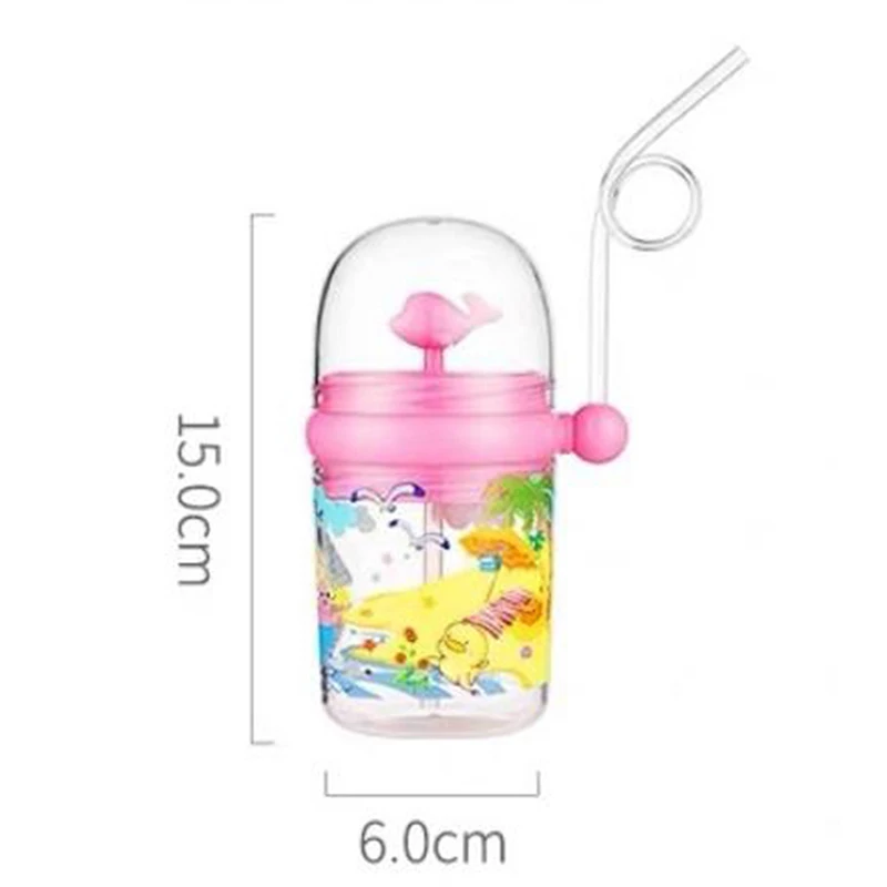 

260ml Children Funny Whale Water Spray Drinking Cup Cartoon Feeding Bottles With Straws Portable Leakproof Kids Cups Drinkware