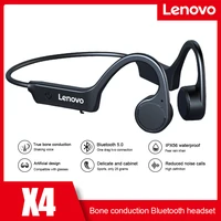 lenovo x4 bone conduction headphone wireless bluetooth 5 0 tws waterproof sweatproof sport stereo neck hanging headset