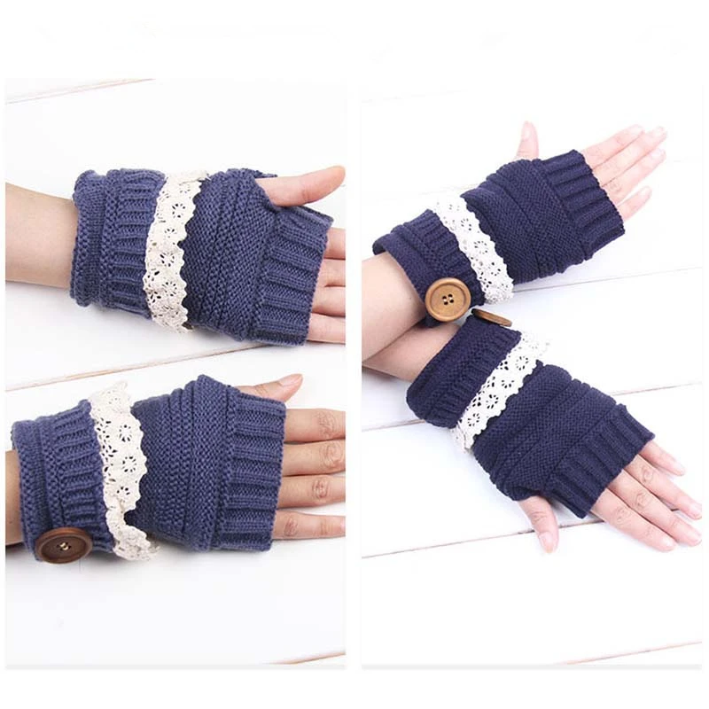 Вязаные митенки VIIANLES на кнопках без пальцев женские перчатки теплые зимние