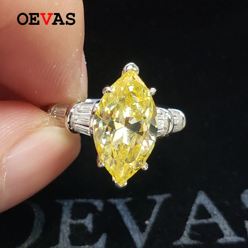 

OEVAS Solid 925 Sterling Silver Sparkling Created Moissanite Topaz Sapphire Wedding Rings For Women Party Fine Jewelry Wholesale