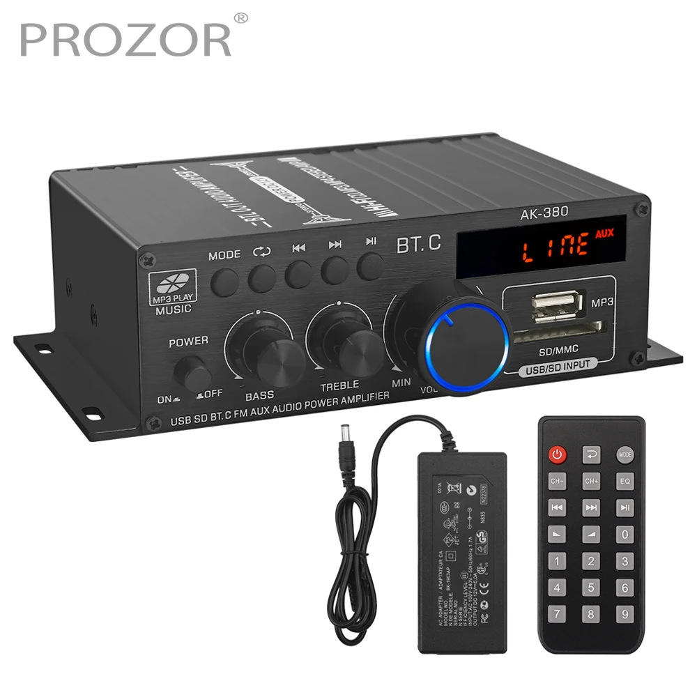 Prozor 2 0 CH Bluetooth аудио усилитель мощности с громкостью басов и тройным управлением