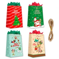 icraft 12sets christmas stand up paper gift bag santa snowman deer party favor candy treat pack with xmas tags