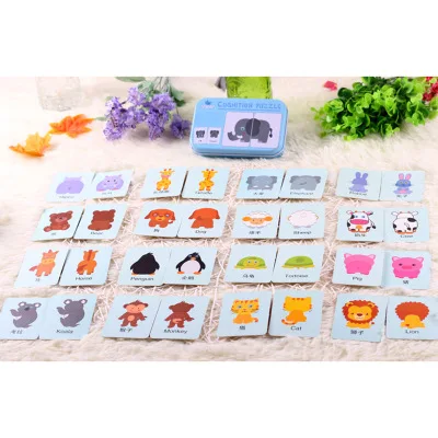 Box Cards Matching Game Cognitive Card Car Fruit Animal Life Puzzle