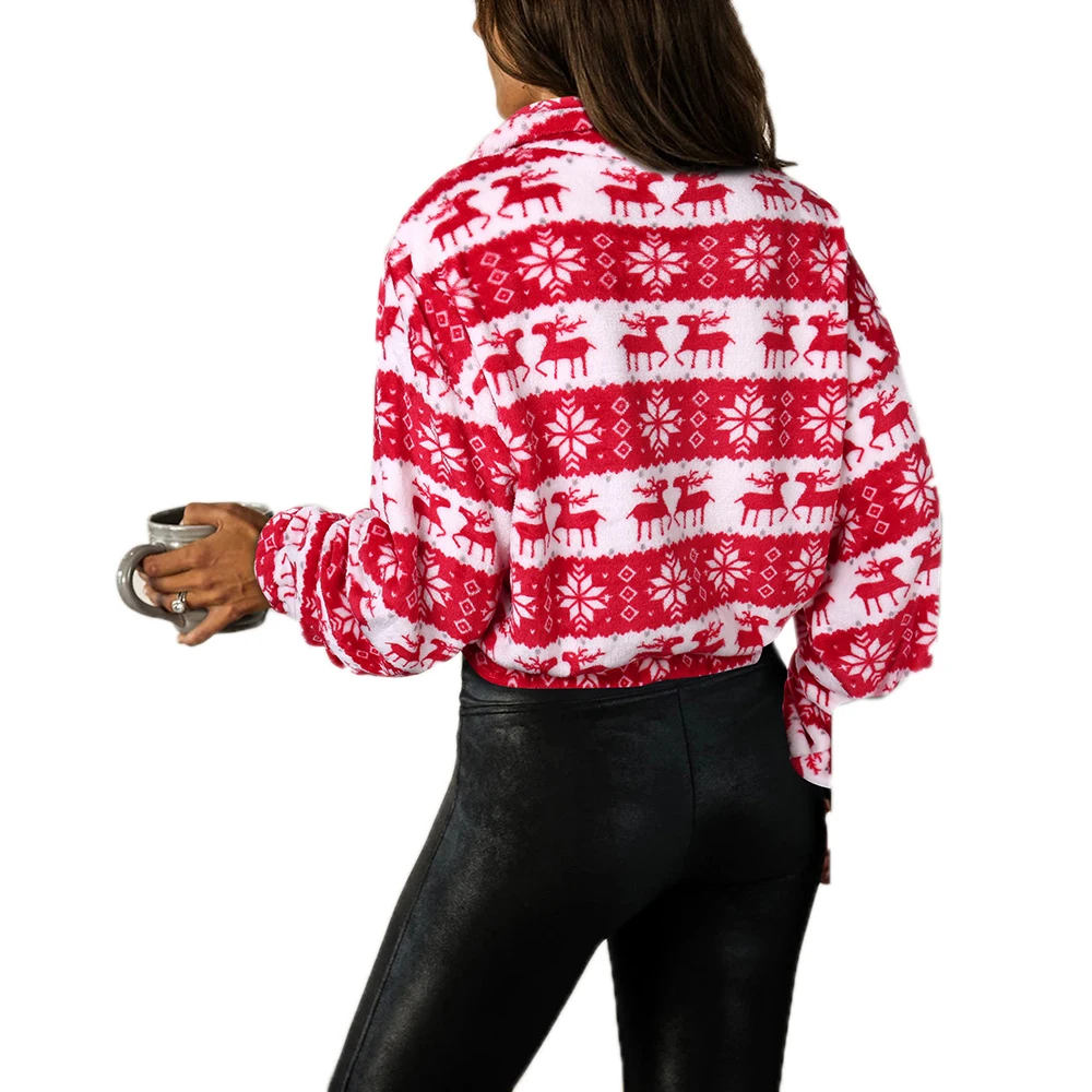 

Autumn Christmas Clothes Printed Sweatshirt Women Casual Top Short Zipper Women Sweatshirt Long Sleeve Loose Sweatshirt Female