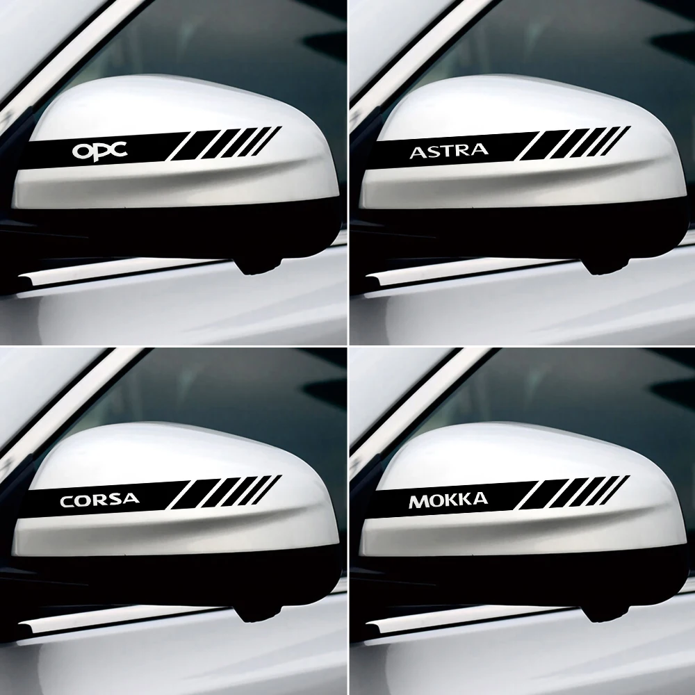 

2PCS Car Sticker Rearview Mirror Side Decoration Decal Vinyl Stripe Stickers For OPEL opc Astra Insignia Corsa Mokka Vectra C D