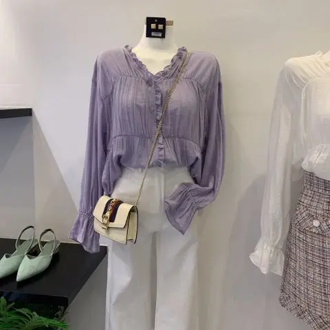 2020 весна лето осень Новая женская модная повседневная шифоновая рубашка блузка с