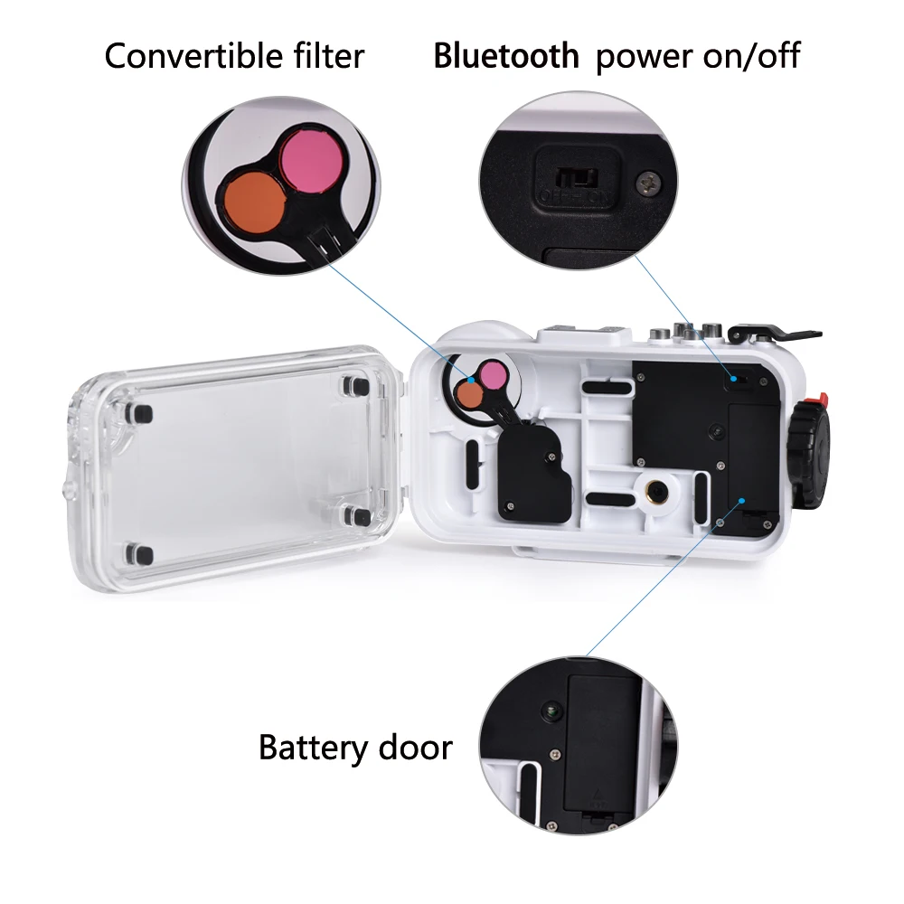 Водонепроницаемый чехол с Bluetooth для iPhone 6/7/8/X/XR 60 m/195ft, профессиональный защитный чехол для подводной съемки