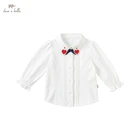 Осенняя модная Однотонная рубашка с бантом для маленьких девочек DB20541, топы для младенцев и малышей, детская одежда высокого качества
