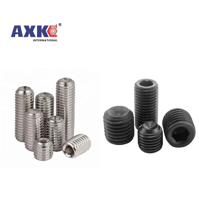 50pc M2 M2.5 M3 M3.5 M4 M5 M6 DIN916 304 stainless Black grade 12.9 steel Hex Hexagon Socket Allen Cup Point Grub Screw Set Bolt - купить по