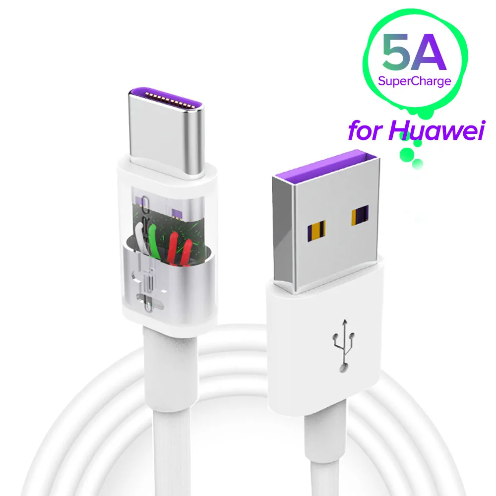 USB кабель 5A Type C 0 25/2/3 м для Huawei Mate 30 20 10 P10 P20 P30 Pro быстрая зарядка зарядное