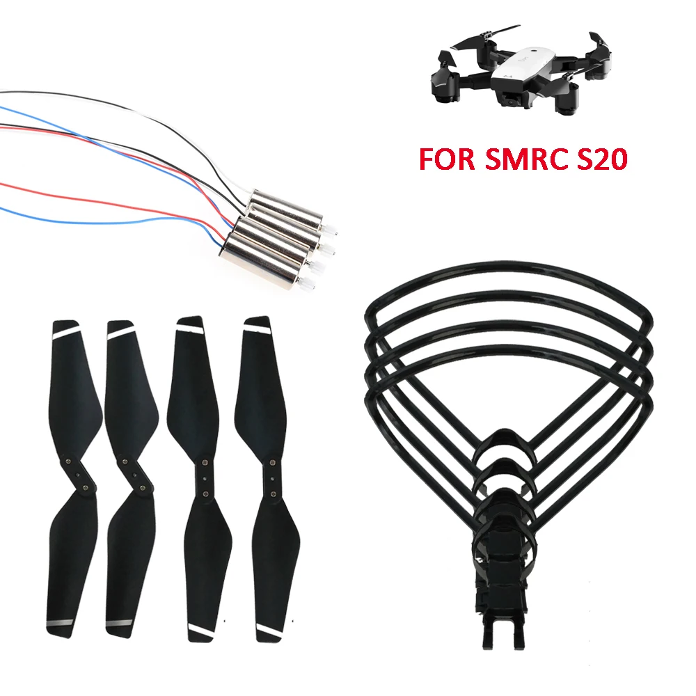 

4 шт. запасных пропеллера + 4 защитных крышки + 4 шт. двигателя для Smrc S20 защитный чехол для дрона запасные части для пропеллера