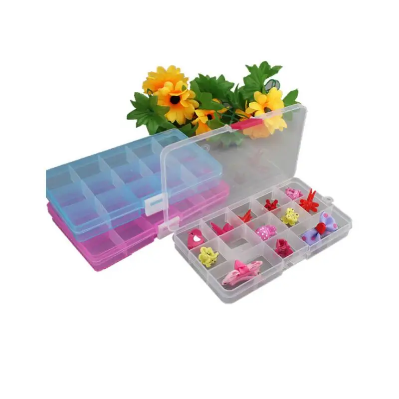 

15 Grid plastic transparent storage detachable sorting parts lattice box Fishing gear finishing box LX7581