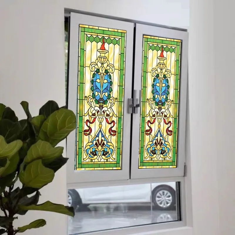 Церковная цветная матовая оконная пленка декоративная витражная наклейка