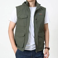 male casual multipockets hooded vest quick dry breathable reporter waistcoat mountaineering clothing colet de resorte size m 5xl