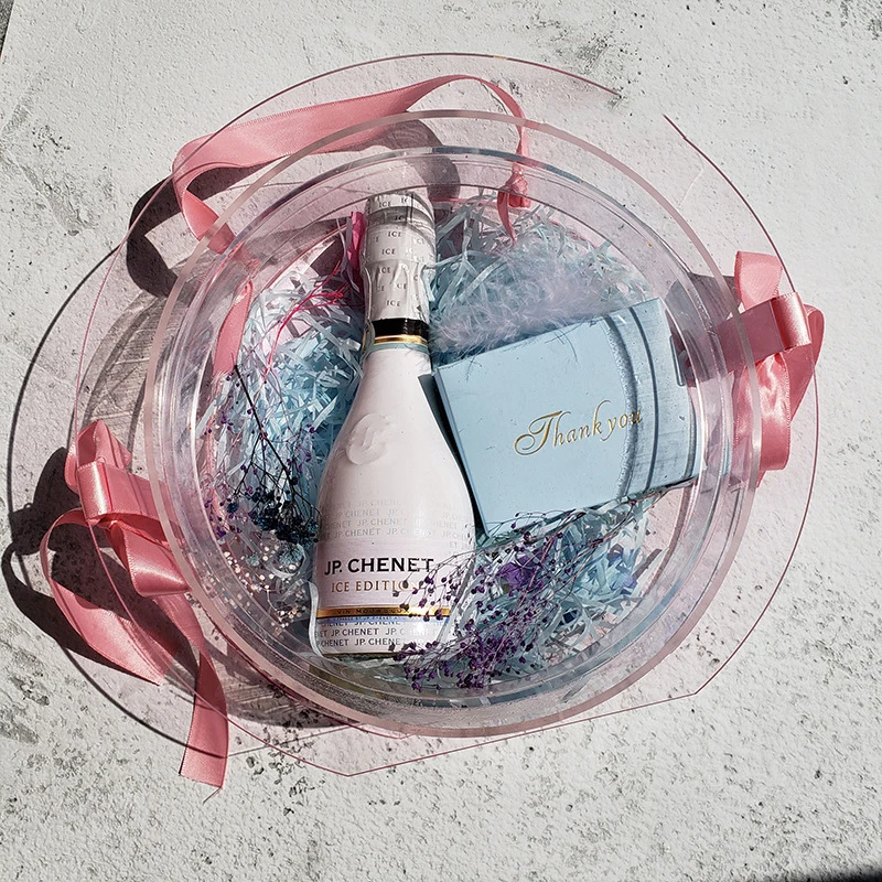 Креативная Розовая прозрачная акриловая круглая коробка Свадебная для подружки