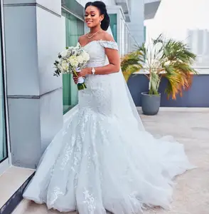 Gorgeous Mermaid Wedding Dresses Off The Shoulder Lace Appliques Sweep Train Country Wedding Dress Bridal Gowns Plus Size Robes Gorgeous Mermaid Wedding Dresses Off The Shoulder Lace Appliques Sweep Train Country Wedding Dress Bridal Gowns Plus Size Robes