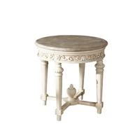 American style luxury birch wood marble white color oval coffee-table and end table Table basse et table de bout GH67