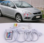 Аксессуары для ford focus MK 2 2004-2011, новейшая фара, разноцветные RGB светодиодные ангельские глазки, кольцевой глаз, ДХО, Радиочастотный пульт дистанционного управления
