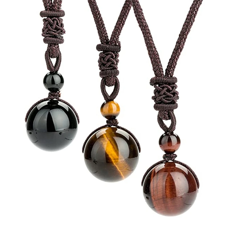 

Tiger Eye Beads Friendship Bracelet for Women Men Natural Stone Beads Pendant Adjustable Healing Necklaces