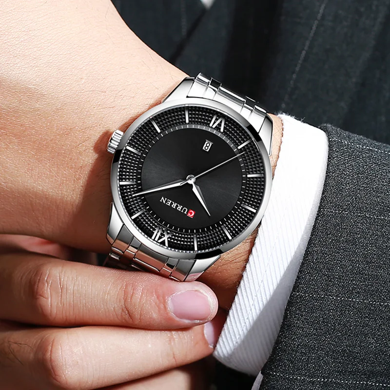 Часы для мужчин Curren Ультра тонкий дизайн Необычные кварцевые часы мужские