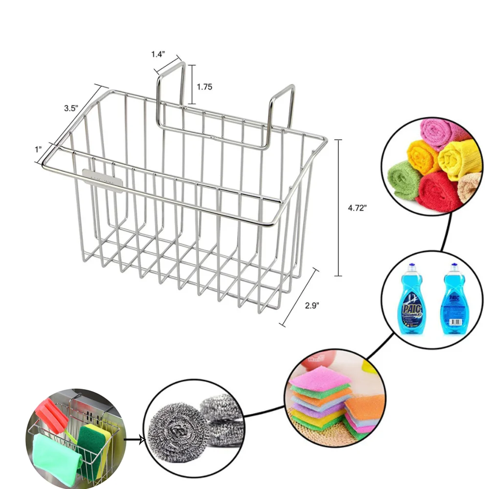 

2022 New Stainless Steel Portable Suction Cup Drain Rack Cleaning Cloth Shelf Dish Drainer Sponge Holder Sink Rack Accessories