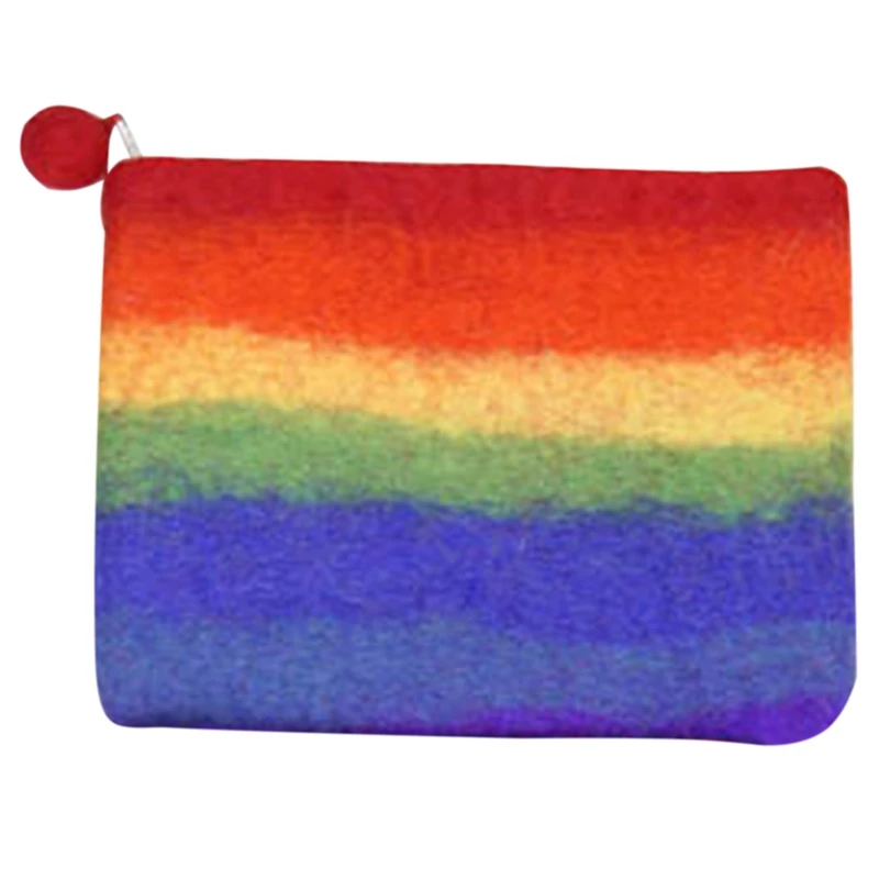 

Nepal Handmade Wool Felt Poke Poke Rainbow Series Coin Purse Clutch Mini Mobile Phone Case