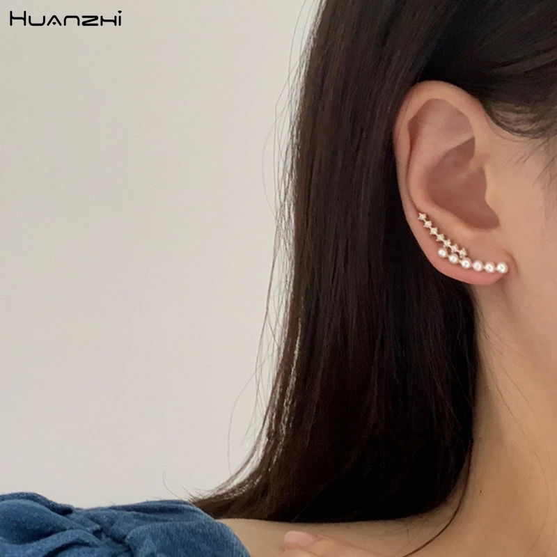 HUANZHI 2019 новый корейский микро инкрустация жемчужные стразы шпата безухий