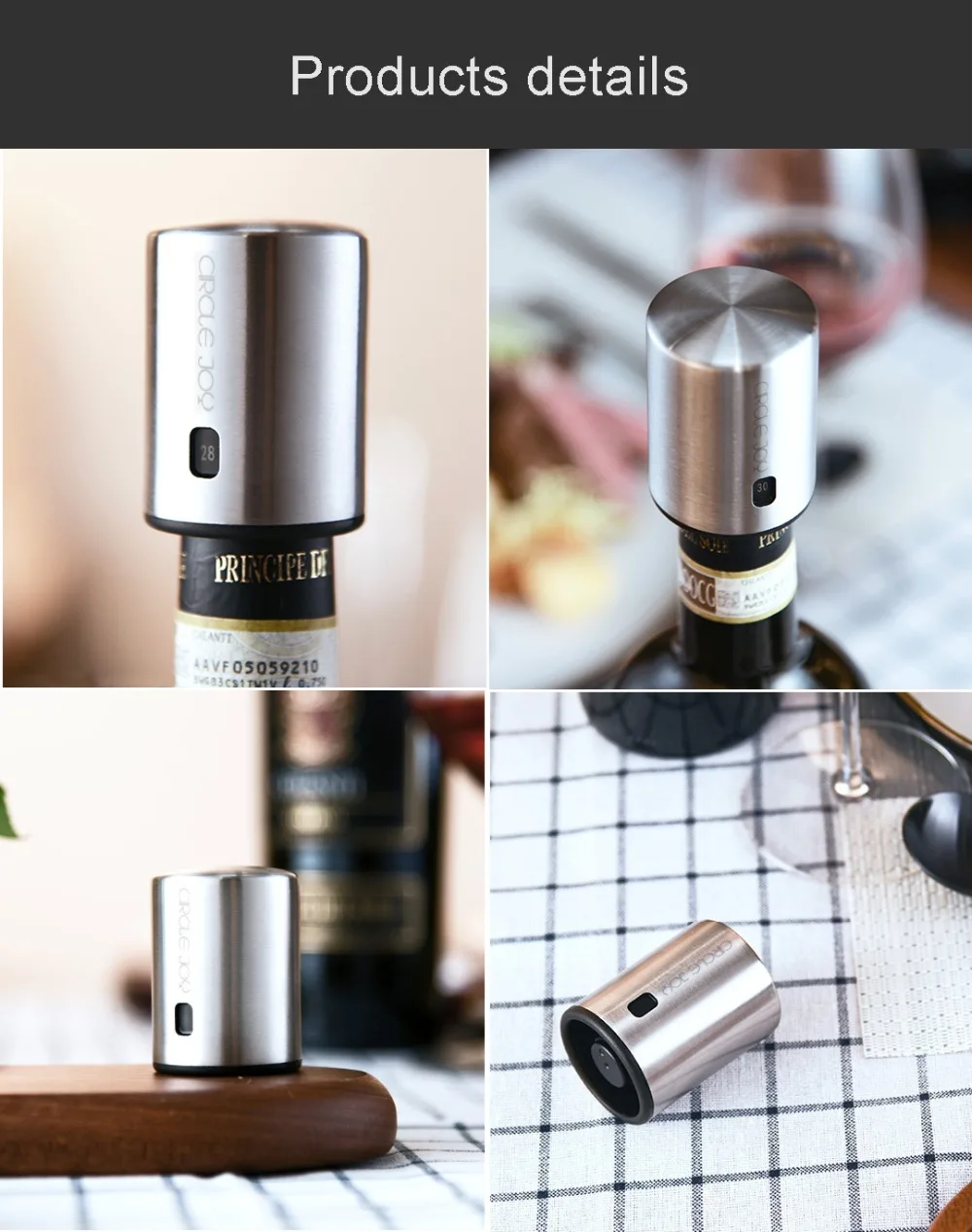 Xiaomi Mijia Circle Joy 4 in 1 Electric Bottle Opener Stainless Steel Mini Wine Stopper Wine Decanter Aerator