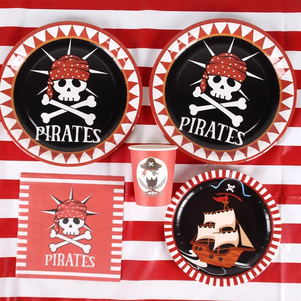 Пиратская тема вечерние одноразовая посуда пиратский День рождения украшения