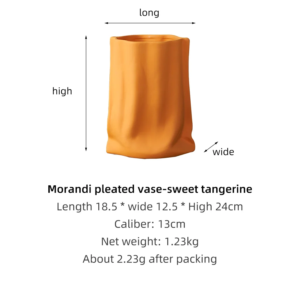 

Home Living Room Decoration Morandi Ceramic Creative Folds Vase Modern Minimalist Decor Ceramic Nordic Vase for Decoration