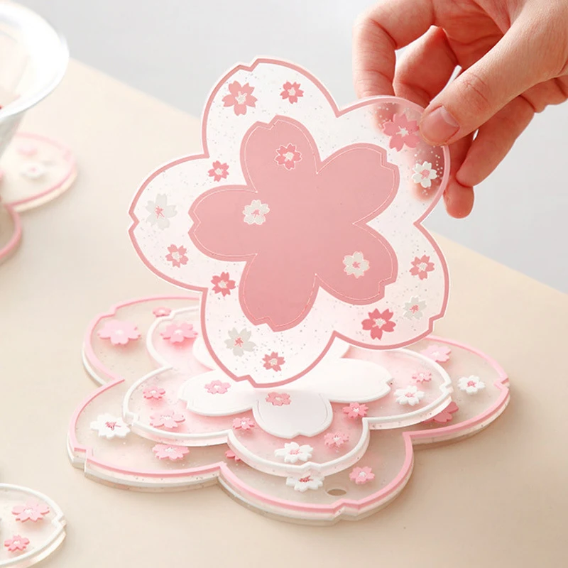 

Cherry Blossom Heat Insulation Table Mat Family Office Anti-skid Tea Cup Milk Mug Coffee Cup Coaster