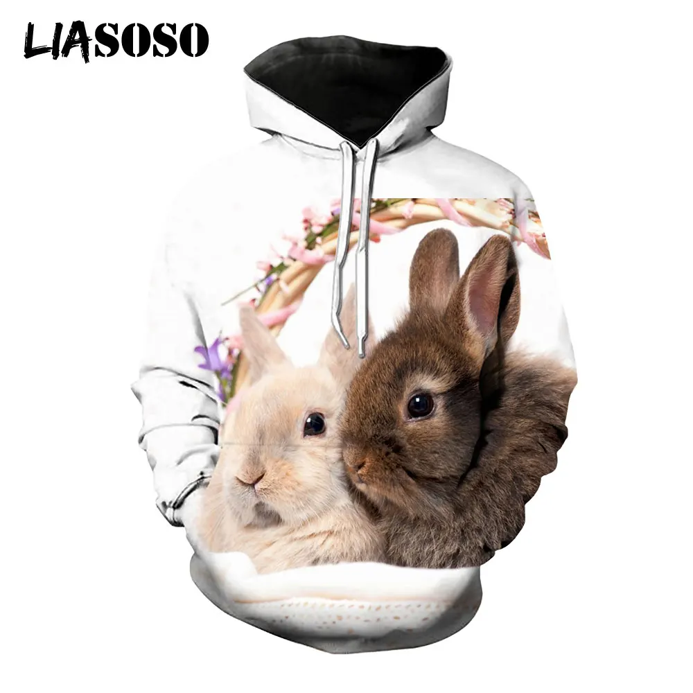 

LIASOSO 3D Print Animal Rabbit Hoodie Men Women Tops Streetwear Spring Winter Fashion Unisex Sweatshirts Long Sleeve