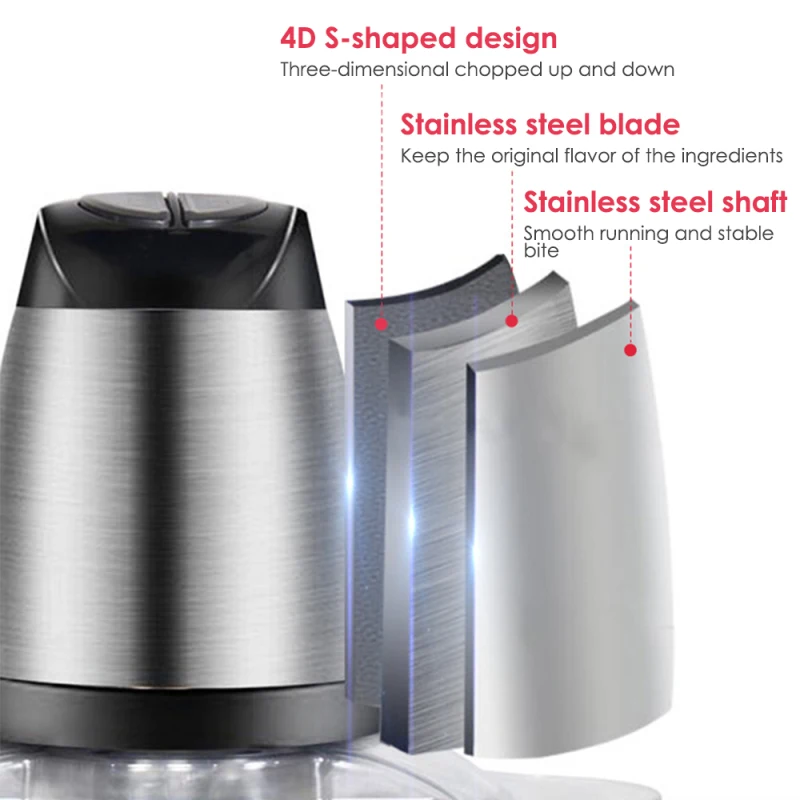 Бытовая маленькая электрическая мясорубка 3 л из нержавеющей стали с 2 скоростями