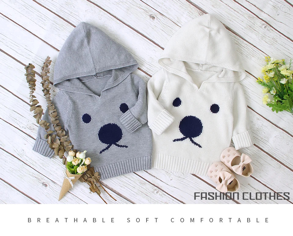 Baby Sweaters For Boys Cartoon Pattern Knitted Newborn Bebe Girls Bunny Jumpers White Outerwear Infant Knitwear Tops 0-2T Autumn