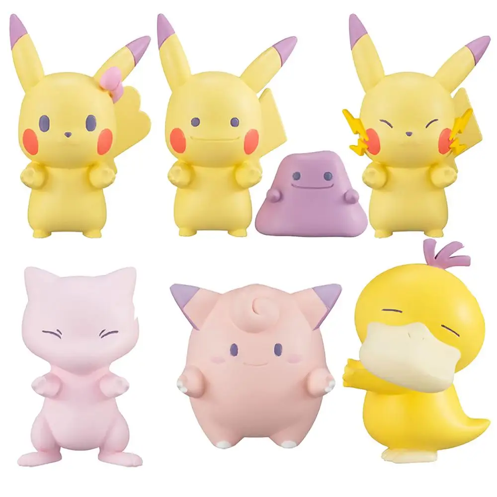 6 шт./компл. Psyduck Mewtwo Пикачу клефеи фигурки мини ПВХ фигура модель игрушки 4