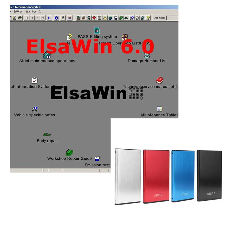 Ремонтное программное обеспечение ELSAWIN 6 0 для A-udi V-W ELSA WIN V6.0 отправляет 80 Гб HDD