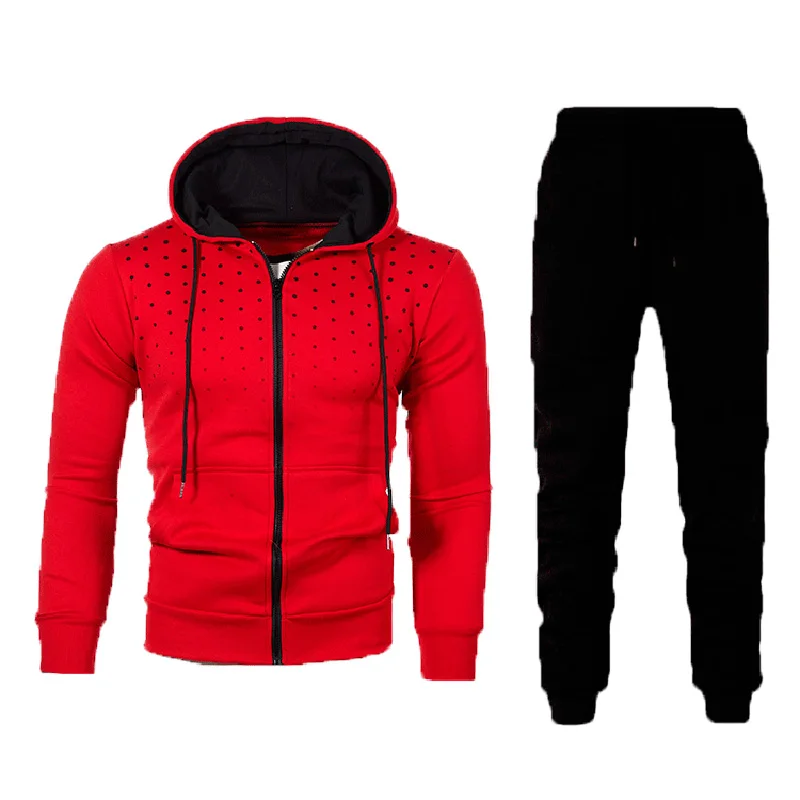 

Autumn Jacket Mens 2020 Tracksuit Men Zipper Hoodies Sweatshirt Sweatpants Casual Sportswear Suit Printed 2Pcs Sets Cloth MY236