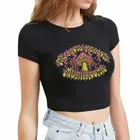 Кроп-Топ женский с принтом грибов, пикантный готический черный топ с мелким желтым принтом, вечерняя приталенная одежда в стиле панк, Y2k, в винтажном стиле