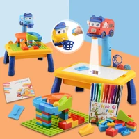 children bus led projector drawing table toys kids painting board blocks desk educational learning paint tools toy 3 in one