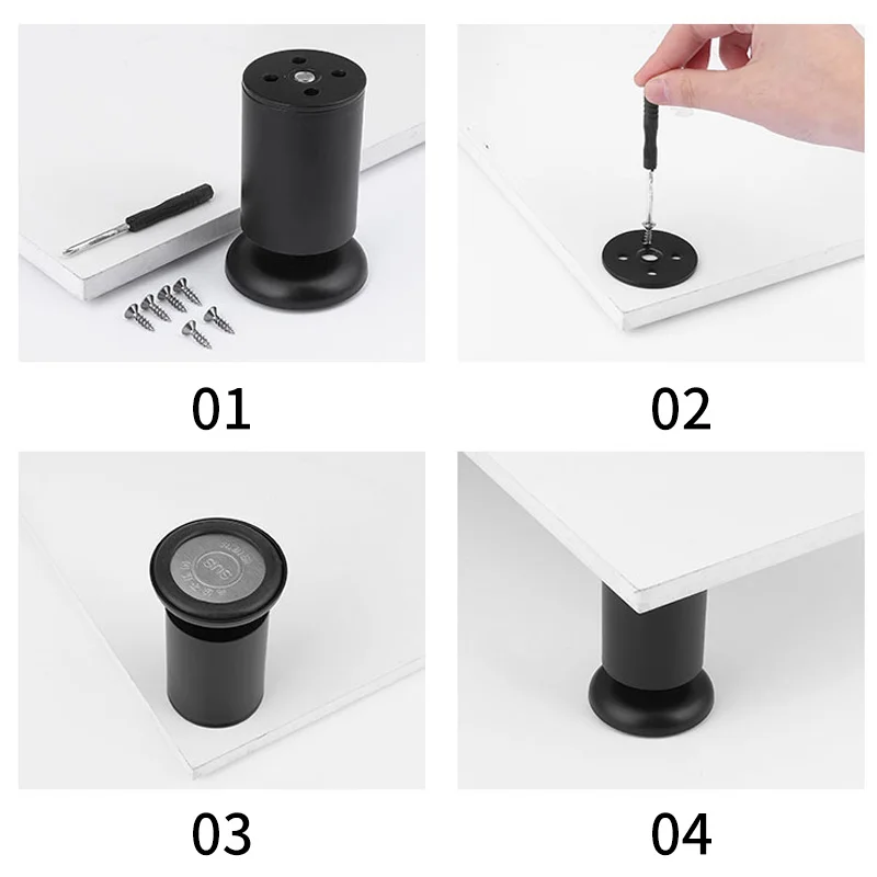 

Anti Slip Furniture Legs Black Rubber Feet Chair Floor Protector Stainless Steel Adjustable Furniture Legs Funitures Accessories