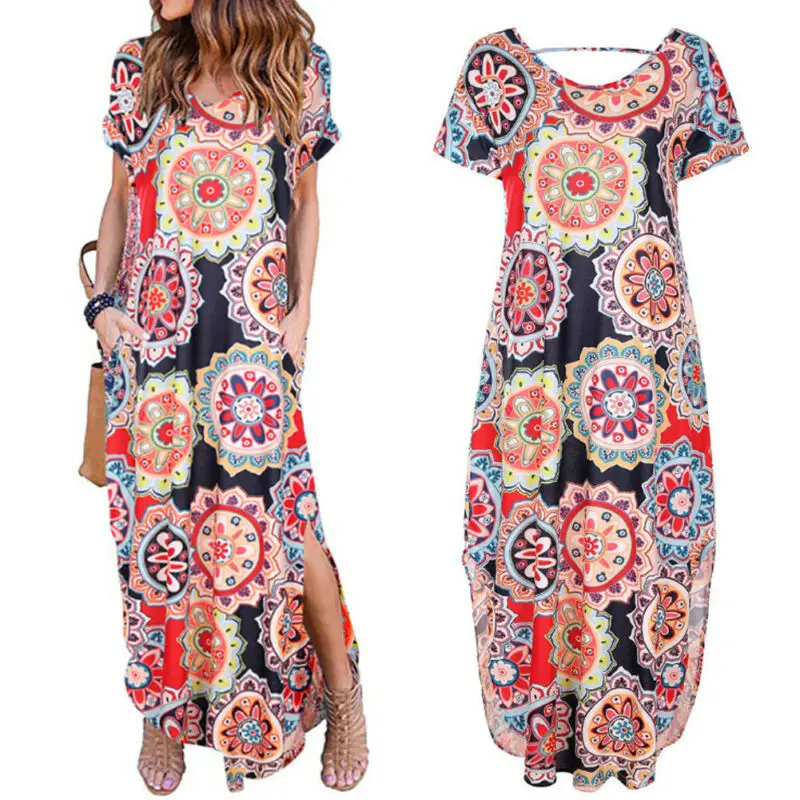 Женская неупакованная Макси-юбка большого размера платье с коротким рукавом