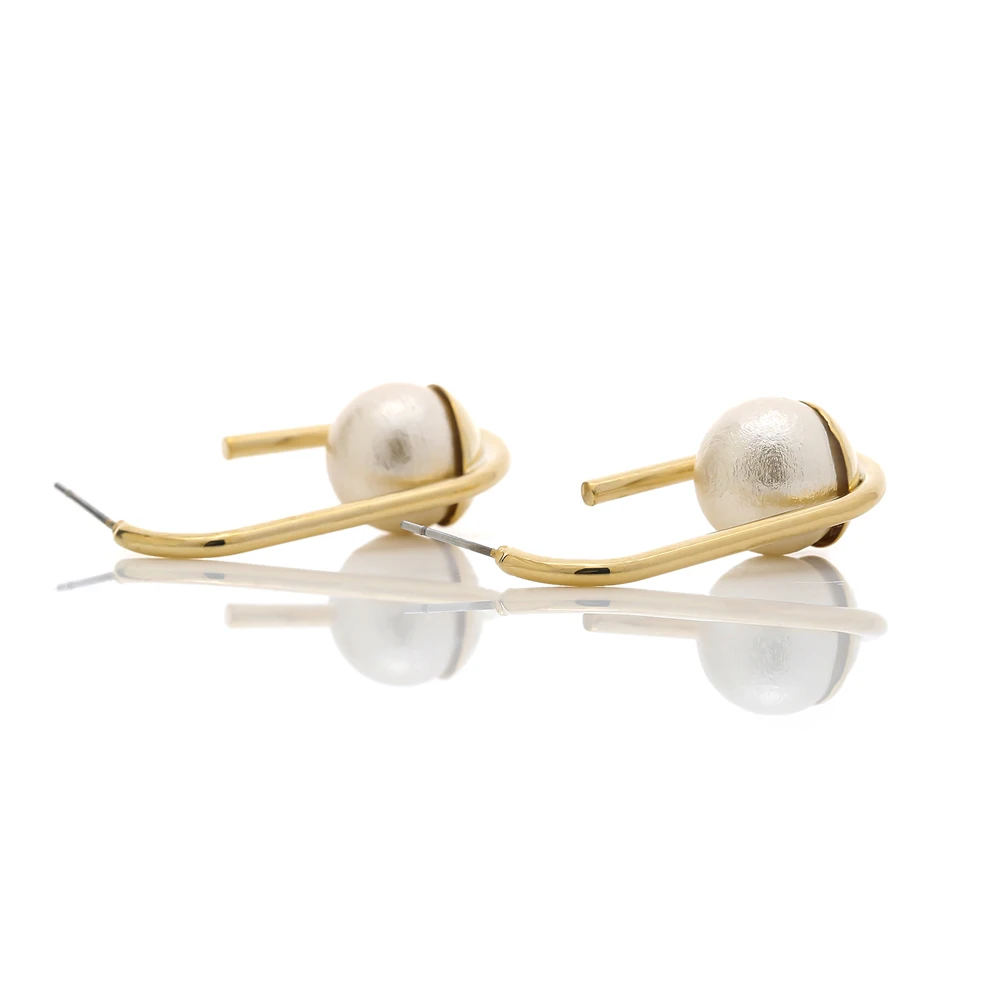 YMYW Fashion Korean Simulated Pearls Stud Earrings Charm Copper 16 k Plated Gold Metal for Women Pendientes Mujer 2019 | Украшения и