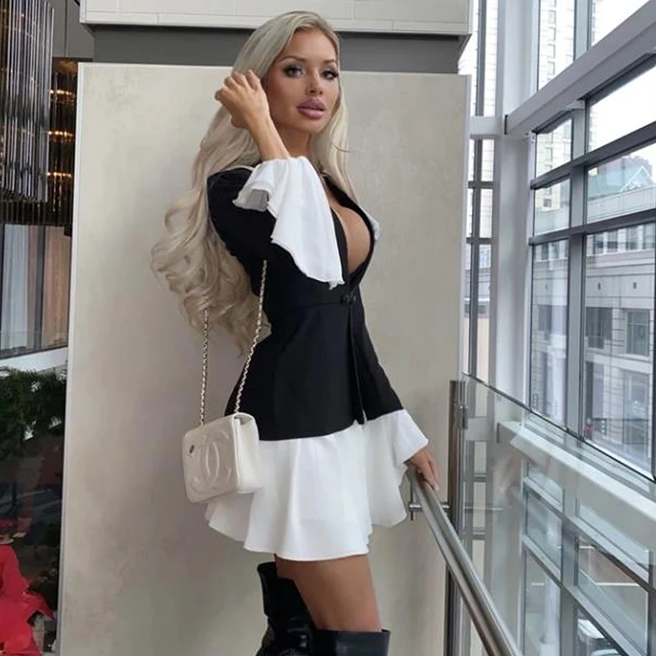 2020 New Fashion Elegant Women'S Set Long Sleeve Coat&amp Mini Skirt 2 Two-Piece Female Celebrity Evening Party | Женская одежда