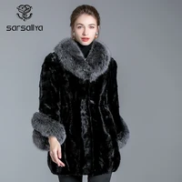 2021 winter mink fur coat women clothes natural fox fur collar lady women outerwear warm fashion import mink coats new style