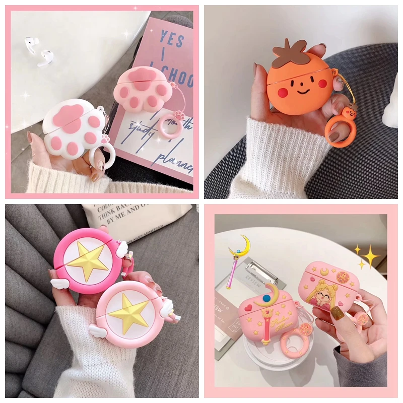 Для AirPods Pro Чехол 3D милый кот для разделывания свиньи, утки Kawaii аниме мультфильм чехол для наушников для AirPods 3 Мягкий защитный чехол с крючок карабина