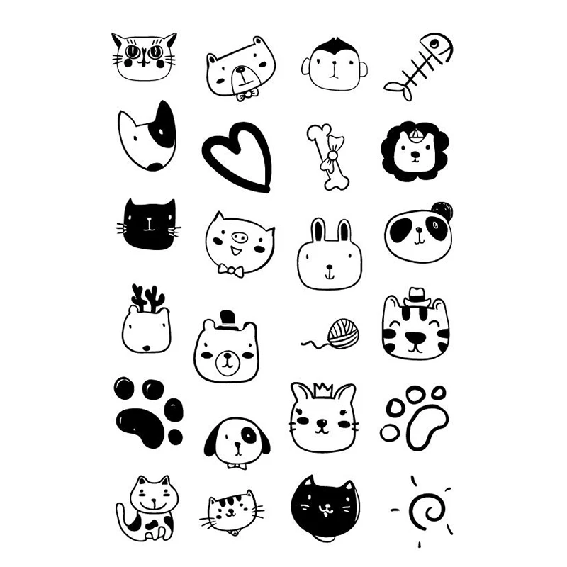 Милые значки животных прозрачные штампы для планировщика дневника|Штампики| |